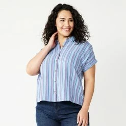 Plus Size Sonoma Goods For Life® Short Sleeve Button Down Top Black -Sonoma Goods For Life shop unnamed file 9980